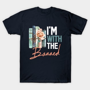 I'm With The Banned Floral Books Lover Librarian Bookworm T-Shirt